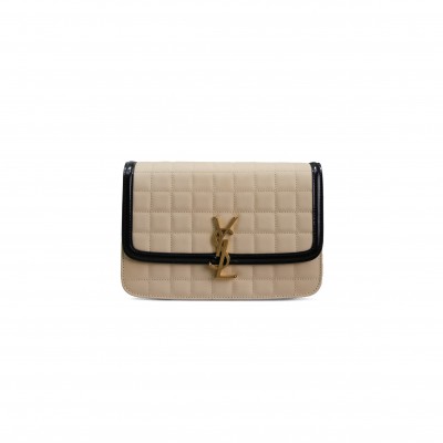 YSL SOLFERINO MEDIUM SATCHEL IN QUILTED NUBUCK SUEDE 6343053265521 (23*16*6cm)